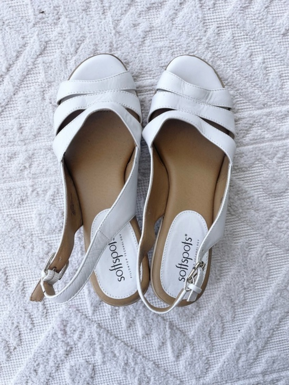 Softspots Neima Slingback White Leather Sandals
